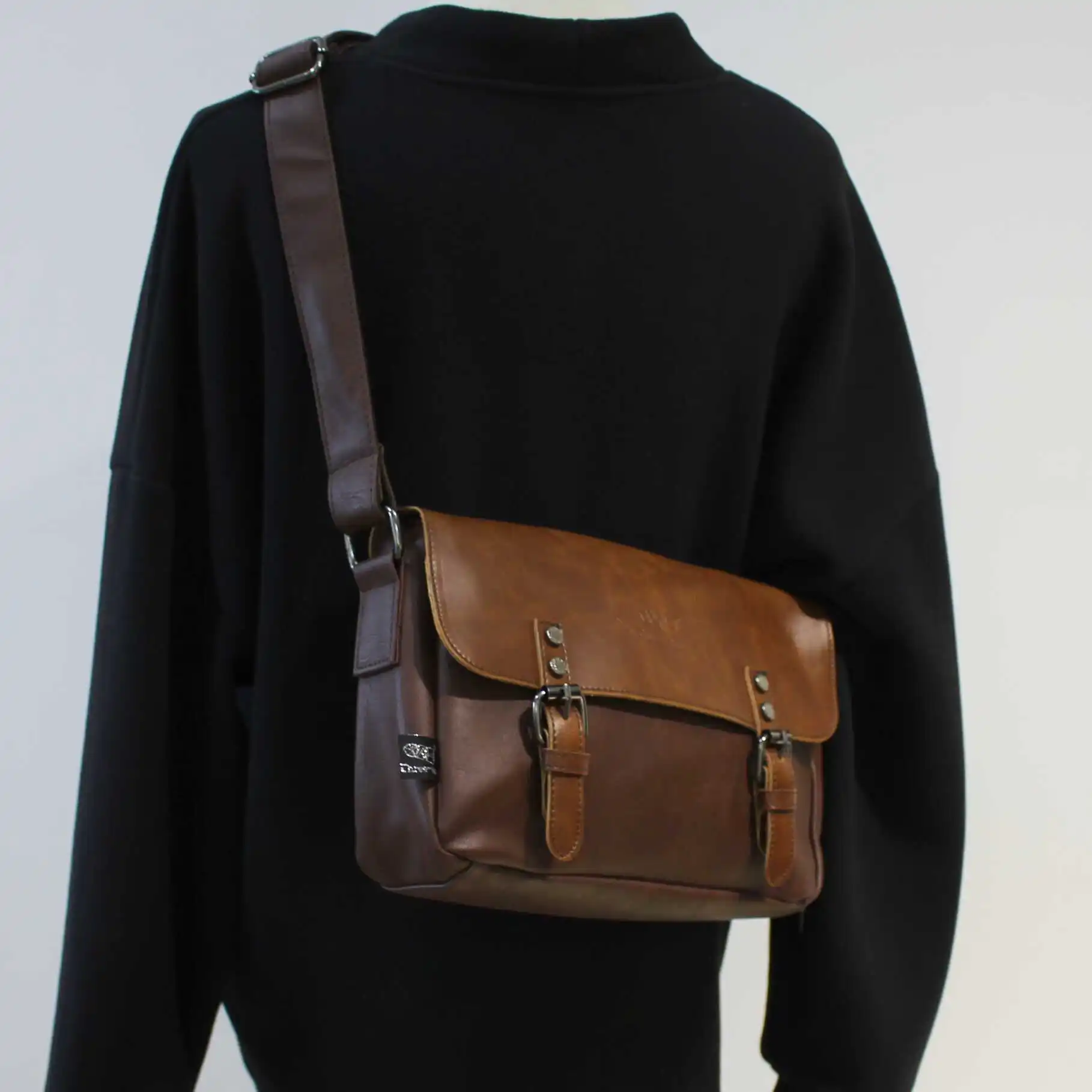 Youth Casual PU Leather Single Shoulder Bag Street Style Crossbody Bag Men's Retro Messenger Bag Simple Small Diagonal Bag