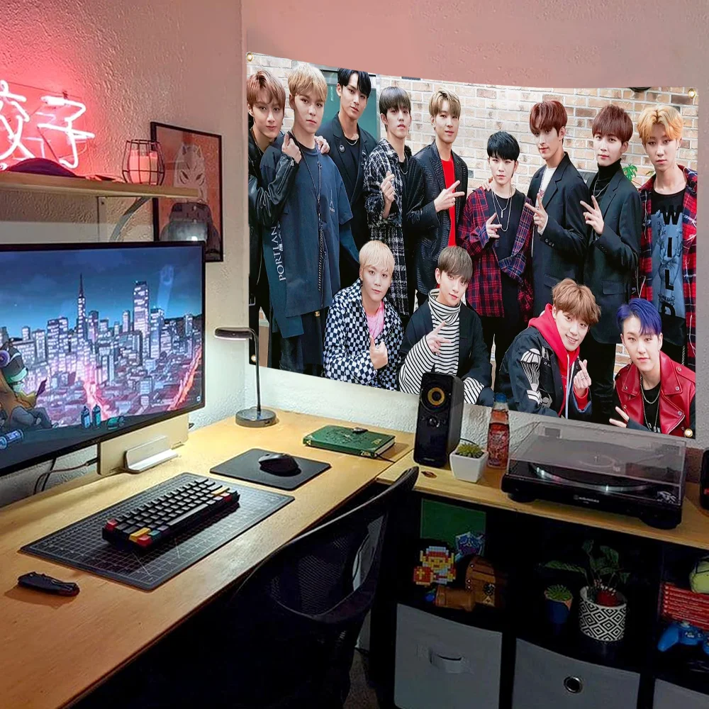 Bandiere personalizzate Room Decor Kpop Seventeens bandiera da parete per la casa e il giardino per appendere le bandiere dell\'officina