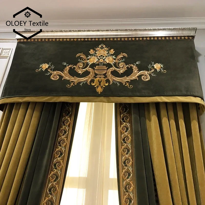 

High End Villa Velvet Embroidered Blackout Curtains for Living Room Bedroom Dining Luxury Custom Thermal Insulated Drapes