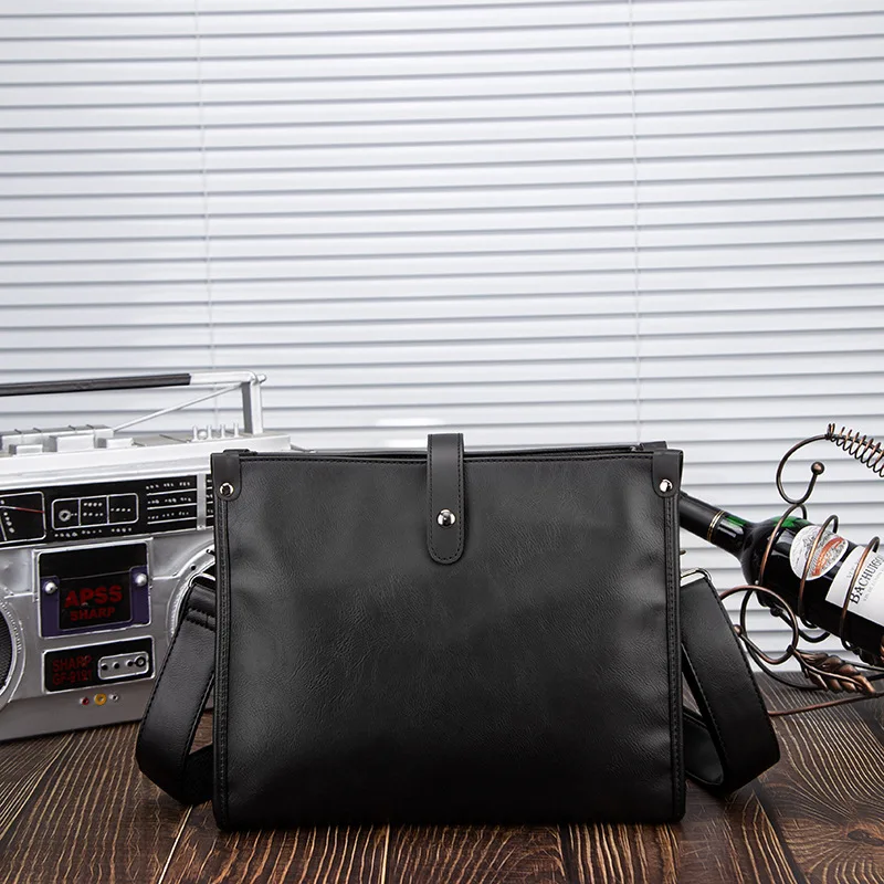 Leather Messenger Shoulder Crossbody Bags for Men Work Business Vintage Hasp Buckle Big Capacity Adjustable Straps Satchel Bags