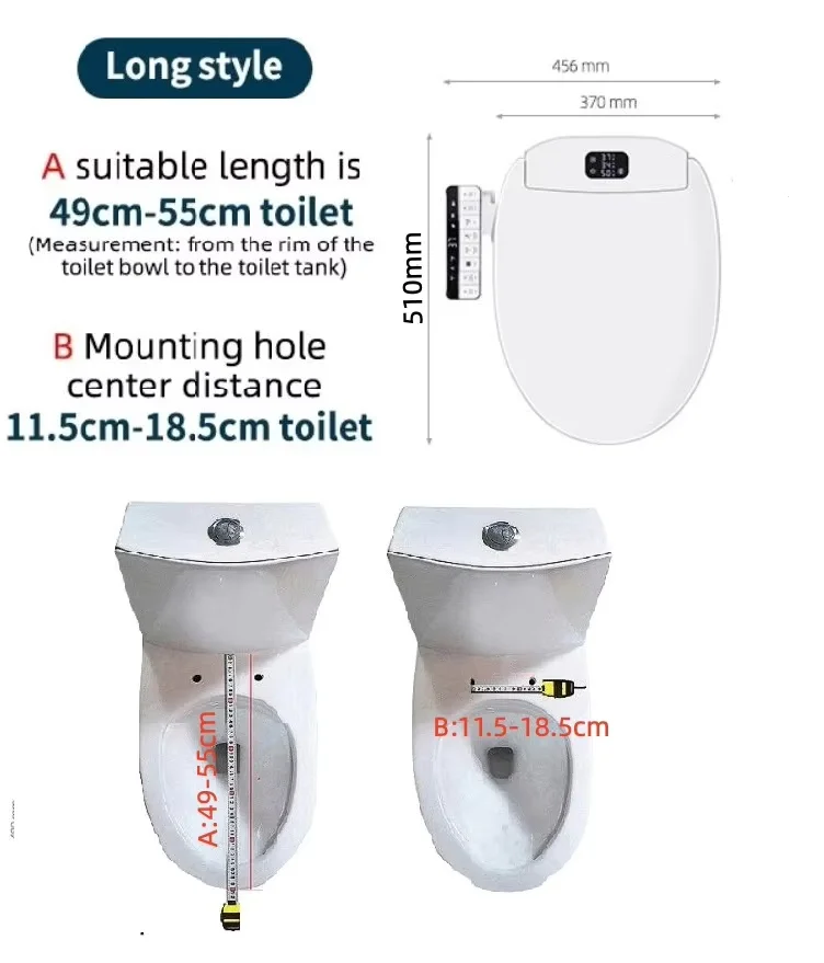 Slimme bidet-toiletbril met digitaal display, direct warm water, verwarmde luchtdroger, afstandsbediening, vrouwelijke reiniging, 2 filters