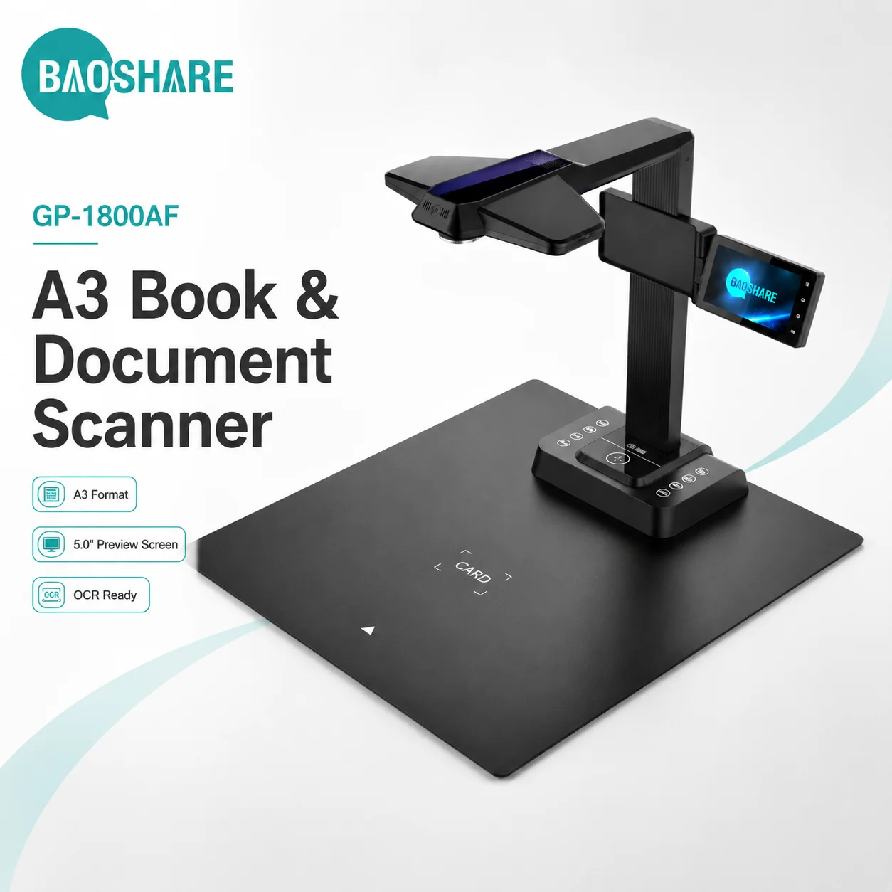 A3 Document Scanner 28MP Overhead Book Scanner with OCR 5 Inch LCD HDMI Visual Presenter for Teaching Office Archives