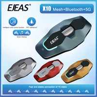 1Pcs Mesh4.0 EJEAS X10 Motorcycle Helmet Bluetooth Intercom Headset 2-10 Rider 1500M talking Voice Control Mesh4.0+BT5.1+5G IP67