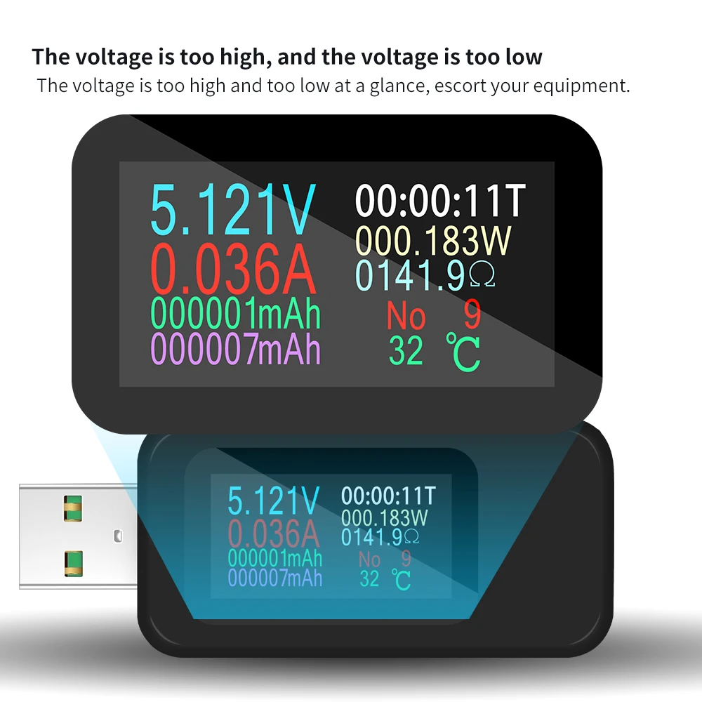 KWS-MX18L 10 in 1 USB Tester DC Digital Voltmeter Voltage Detector  Current Meter LCD Color Screen Ammeter Charger Indicator