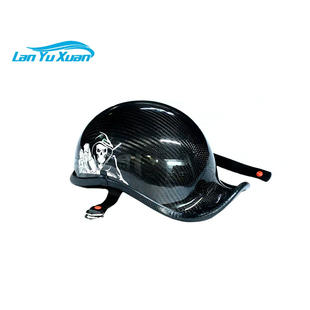 Retro Dry Carbon Fiber Motorcycle Half Shell Helmet for Men & Women