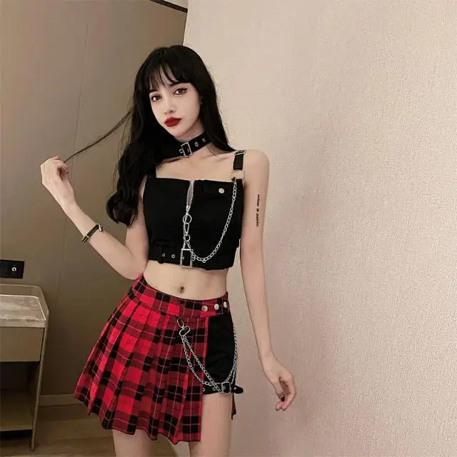 2022 Autumn New Light Luxury Fashion Top Skirt Suit Sexy Korean Women Clothing All-match Boutique Clothing Nightclub Style