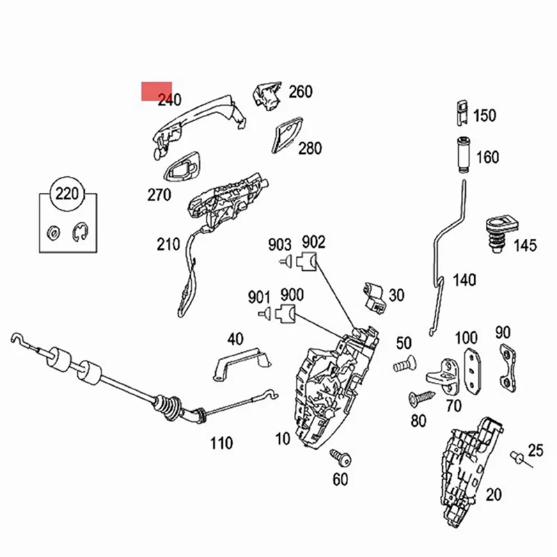 A2217601070 Right Outside Door Handle for Mercedes Benz S-CLASS W221 S300 S350L S500 S600 S600 2006-2013 Exterior Puller