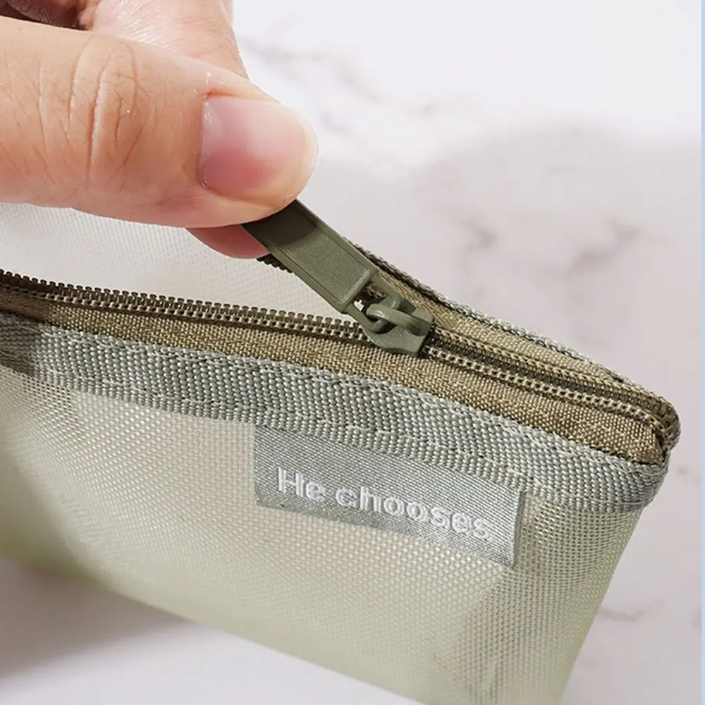 Borsa portaoggetti per il cambio Borsa a rete trasparente Borsa per cosmetici per rossetto Borsa per cavi dati Mini portamonete Borsa per assorbenti igienici