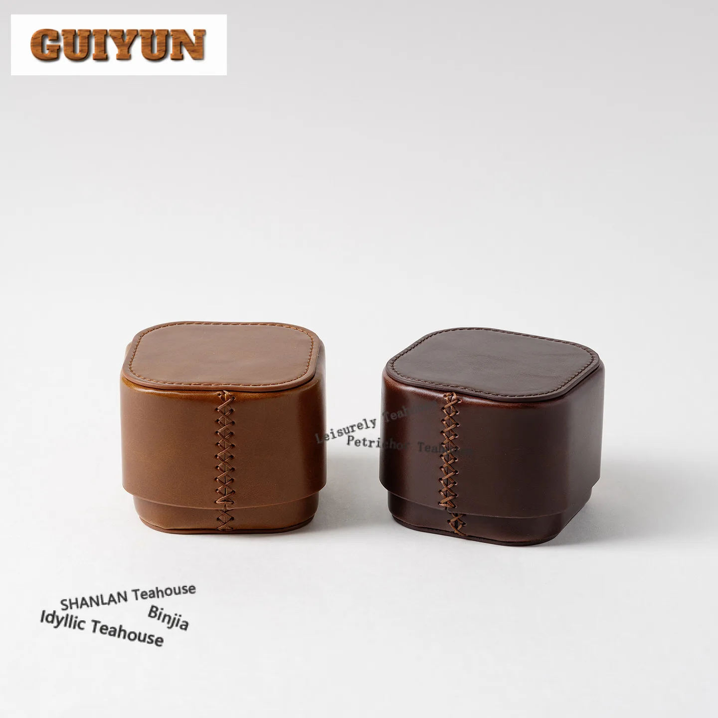 

Square Hand-sewn Leather Tea Cozies Retro Te Tikonf Tea Cozy For Teapot Portable Bag Travel Tea Set Bag Cafes Ornaments Craft