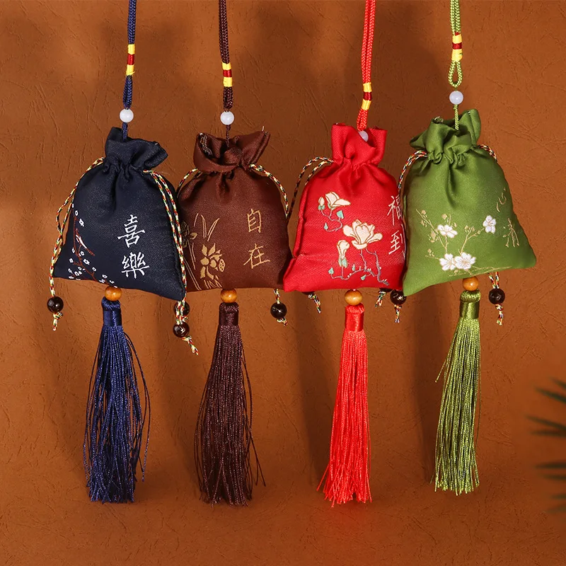 Dragon Boat Festival Vintage Mugwort Empty Sachet, Blessing Peace Lucky Bag, Brocade Portable Hanging Pendant