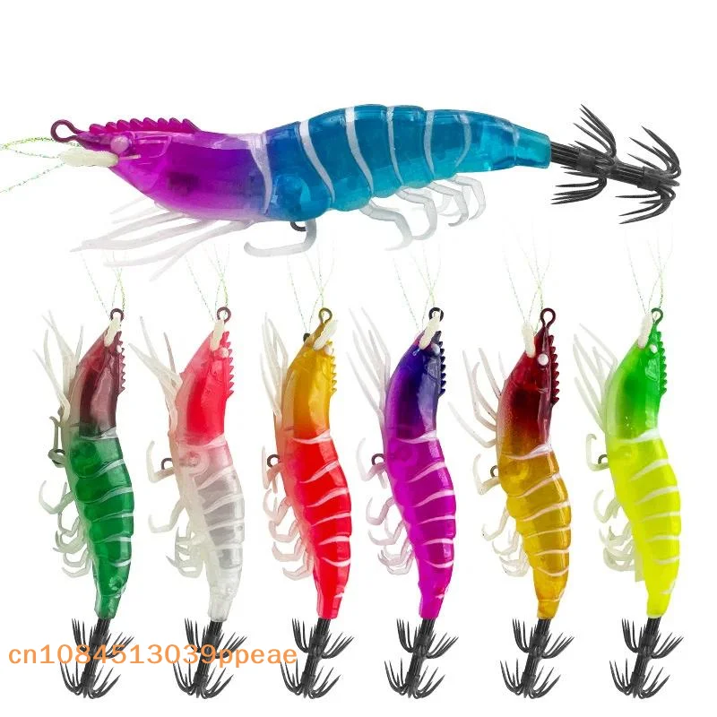 1 Pc Horizontal Egi Set 8cm Glow Simulation Shrimp Fishing Lure Glow Horizontal Squid Jig Cuttlefish UV Shrimp Octopus Baits