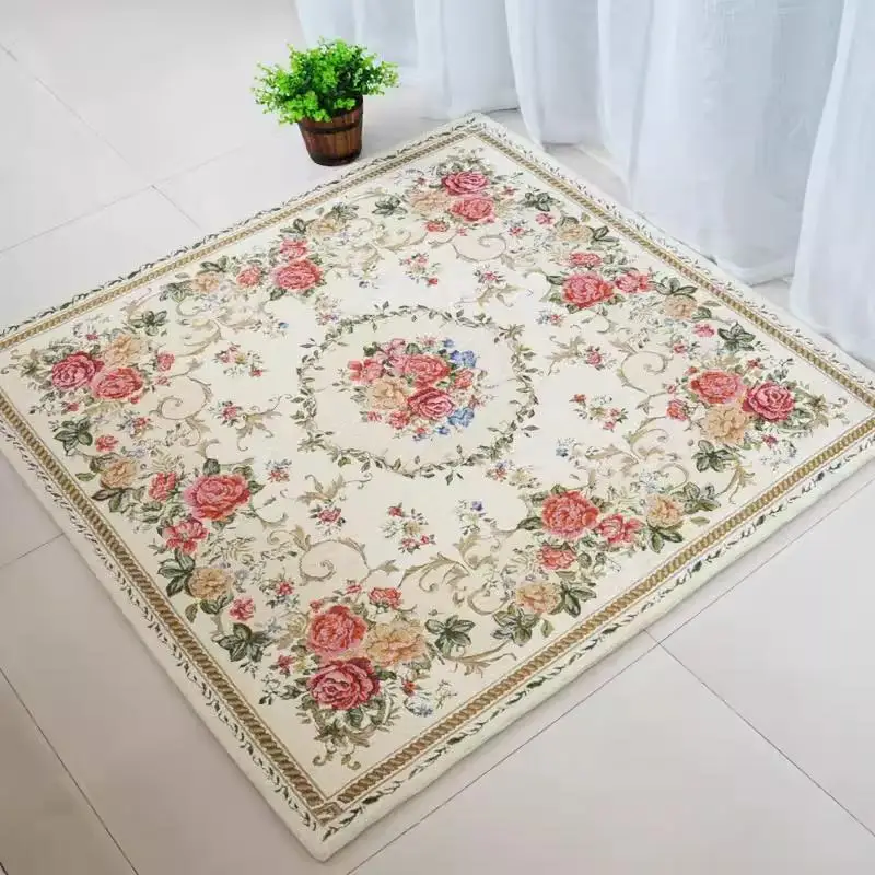 

British Countryside Square Carpet For Living Room Pastoral Jacquard Bedroom Rug Home Sofa Tea Table Floor Mat Hallway Area Rug