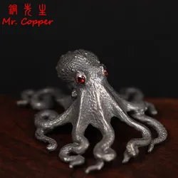 Black Octopus Statue Metal Brass Tea Pet Table Ornament Lucky Home Decorations Accessories Antique Tea Set Craft Home Decoration