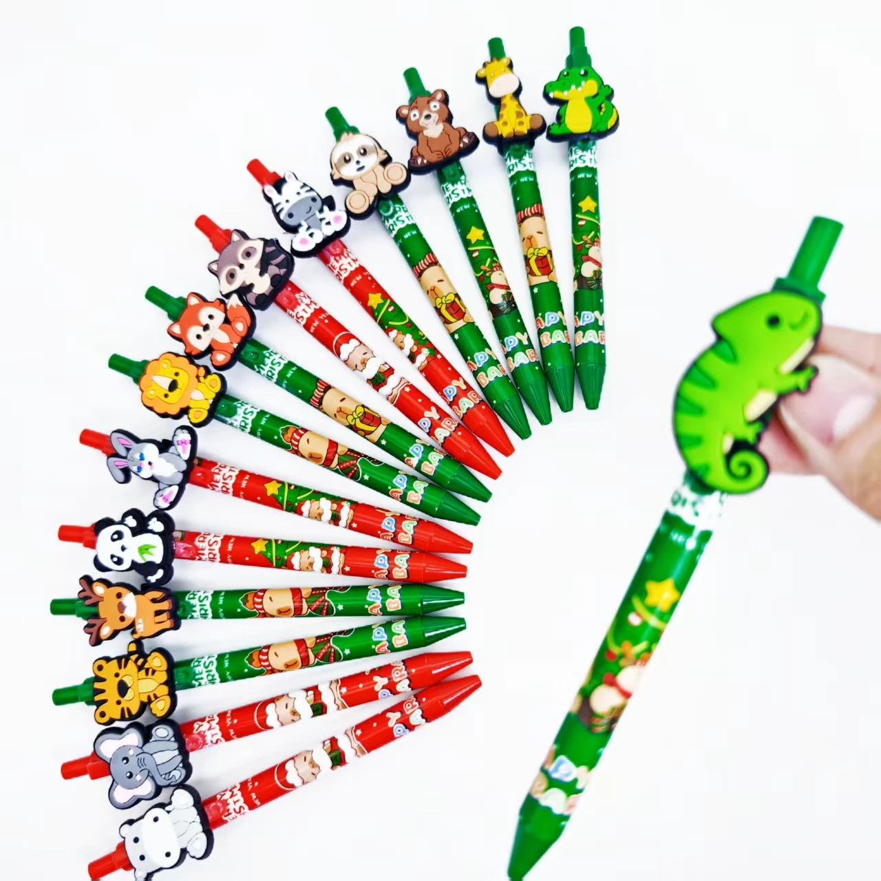

16/25 шт., шариковая ручка на тему животных, подарок на Новый год, Рождественский олень, дизайн льва, рождественская сезонная подарочная ручка