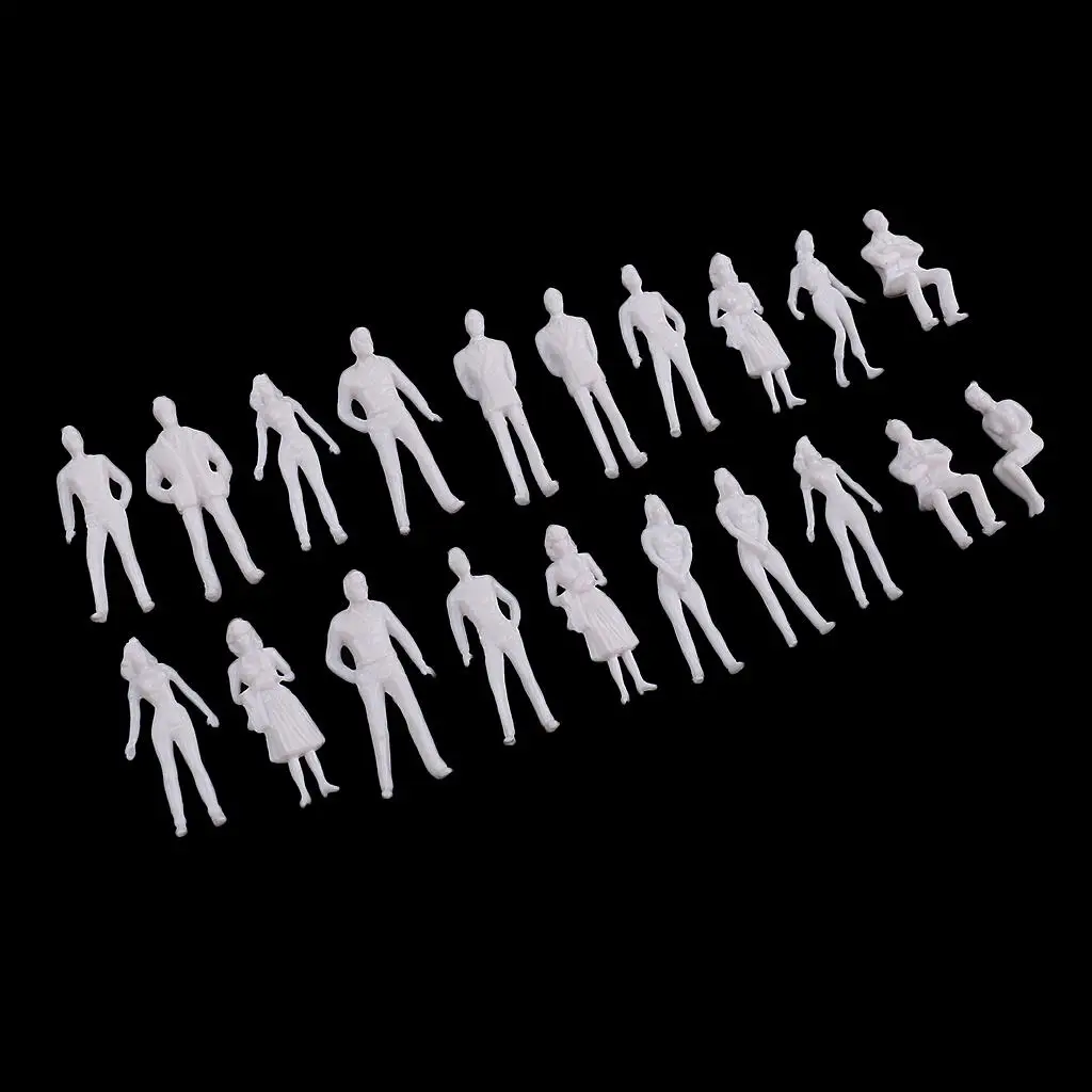 20pcs 1/50 scale model white figures/people for train layout