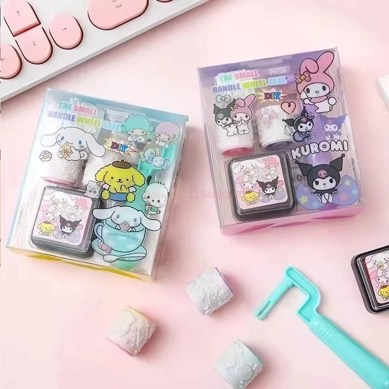 Wholesale Kawaii Sanrio Hello Kitty Kuromi Cinnamoroll Roller Stamp Anime Figure Multiple Styles Birthday Gift Student Supplies