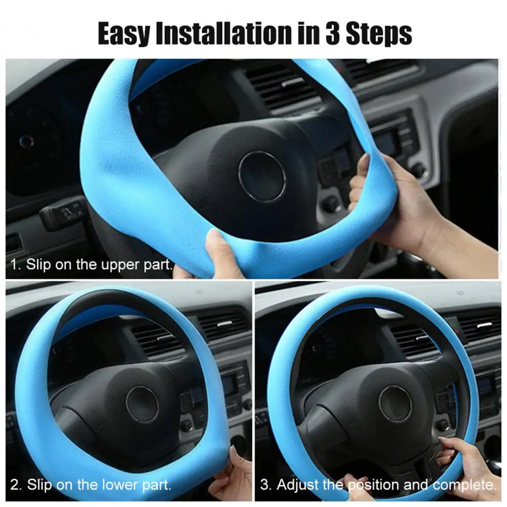 

Universal Car Silicone Steering Wheel Cover Elastic Non-Slip Cover For 36-40cm Steering Wheel Multi Color Car Decor Accessories