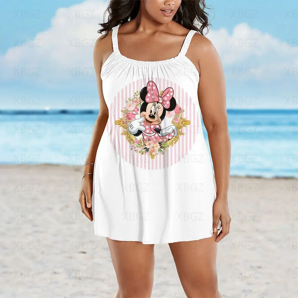 Vestidos femininos dos desenhos animados frete grátis mais tamanho roupas de verão disney solto mulher 2022 mickey sem mangas estilingue sexy impressão boho