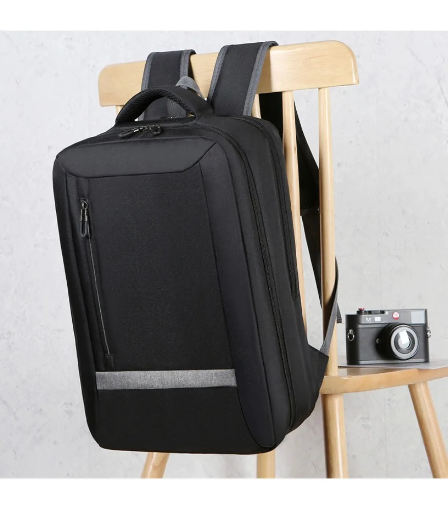 Light gray black bottom trim laptop backpack anti splash slim shape for office worker daily commute weekend outing
