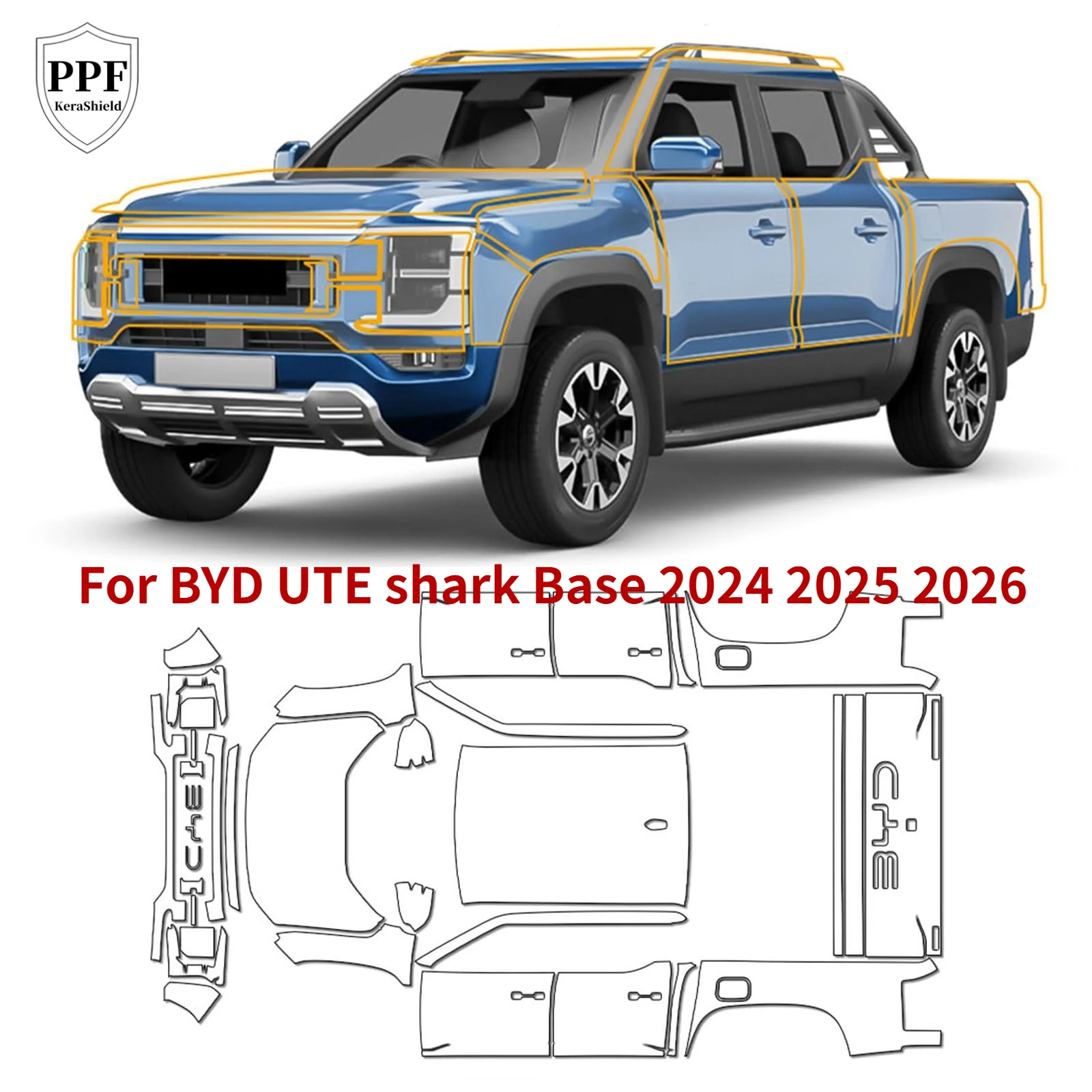 

Matte Clear Film For BYD UTE shark Base 2024 2025 2026 TPU Paint Protection Film Anti-Scratch Pre-cut PPF Resistant Repairable