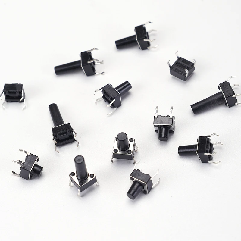 50 Stück 6X6 / 4.3/ 5/6/7/8/8.5/9/10/11/12/13/14/15MM Taster Druckknopf 12V 4PIN DIP Mikro Momentaner Taktiler Druckknopf – Detail 1