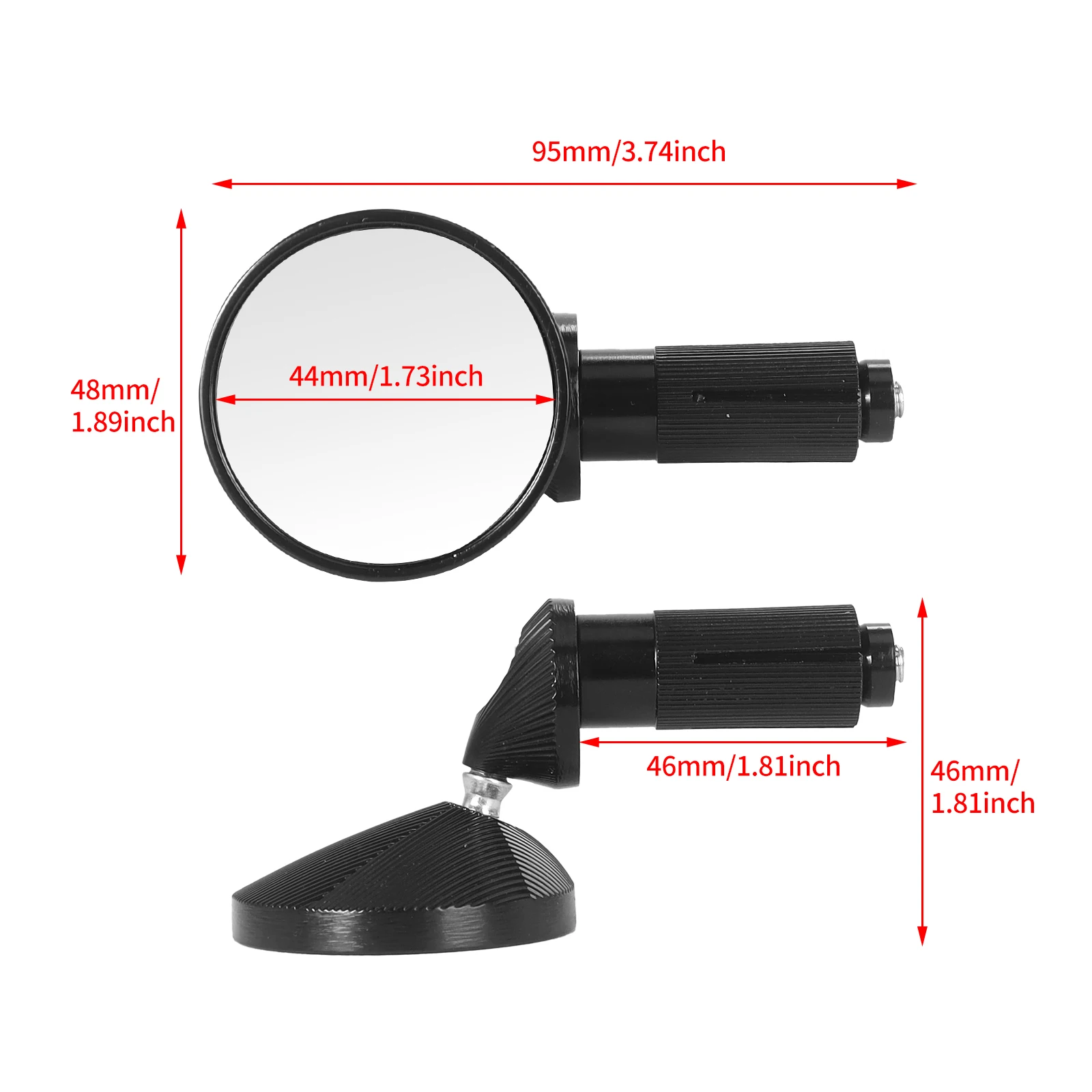 Universal Motorcycle Bar End Mirrors 360 Rotable Eletric Vehicle Wide-Angle Road Cycling Adjustable Handlebar Rear View Mirror