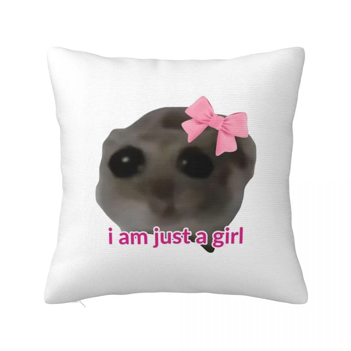 Sad Hamster Cartoon Pillowcase Polyester Cushion Cover Decorative I'm Just a Girl Pillow Case Cover Home Square 40X40cm