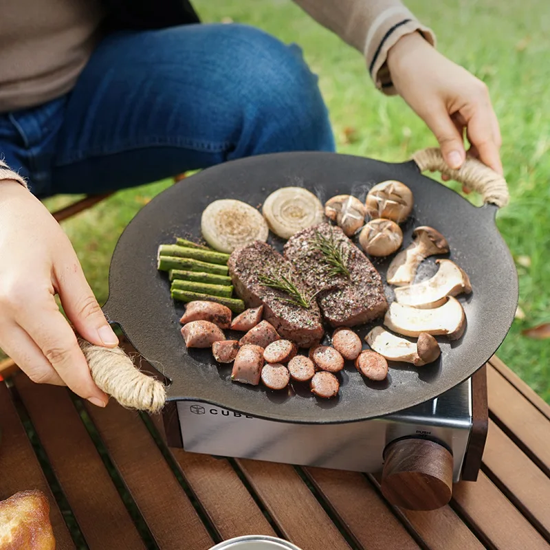 Outdoor Barbecue Plate, Korean Baking Tray, Camping Picnic BBQ Frying Pan, With Storage Bag