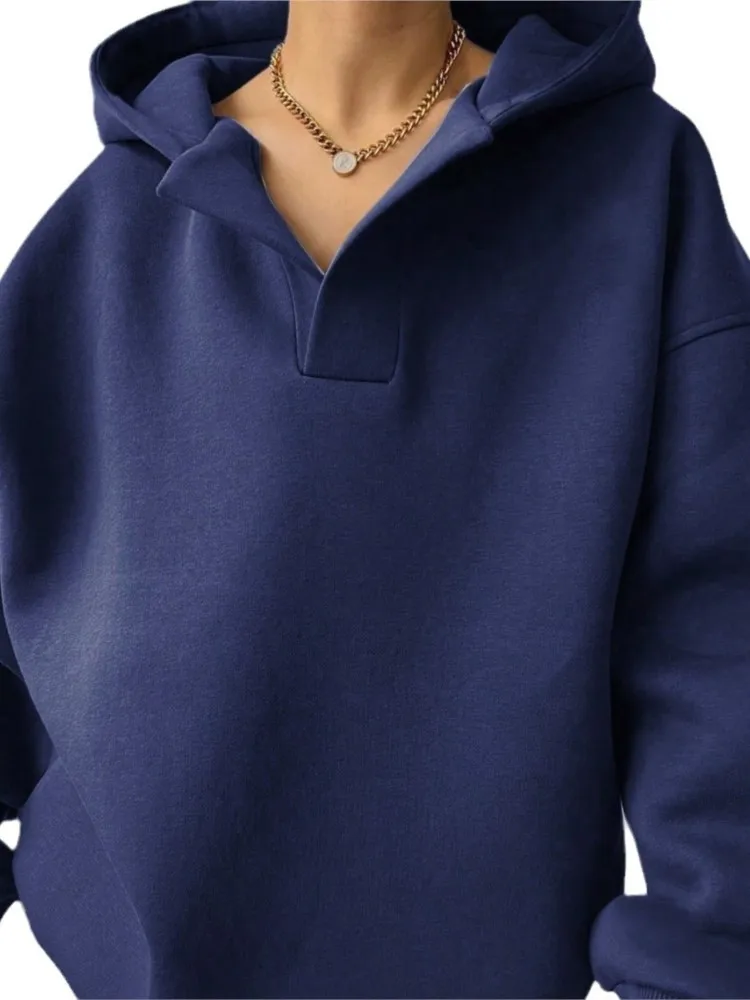 Hoodie Women's Streetwear 2025 New Autumn Winter Sportswear Elegant Solid Color Long Sleeve Hoodie Loose Casual Sweatshirt Top