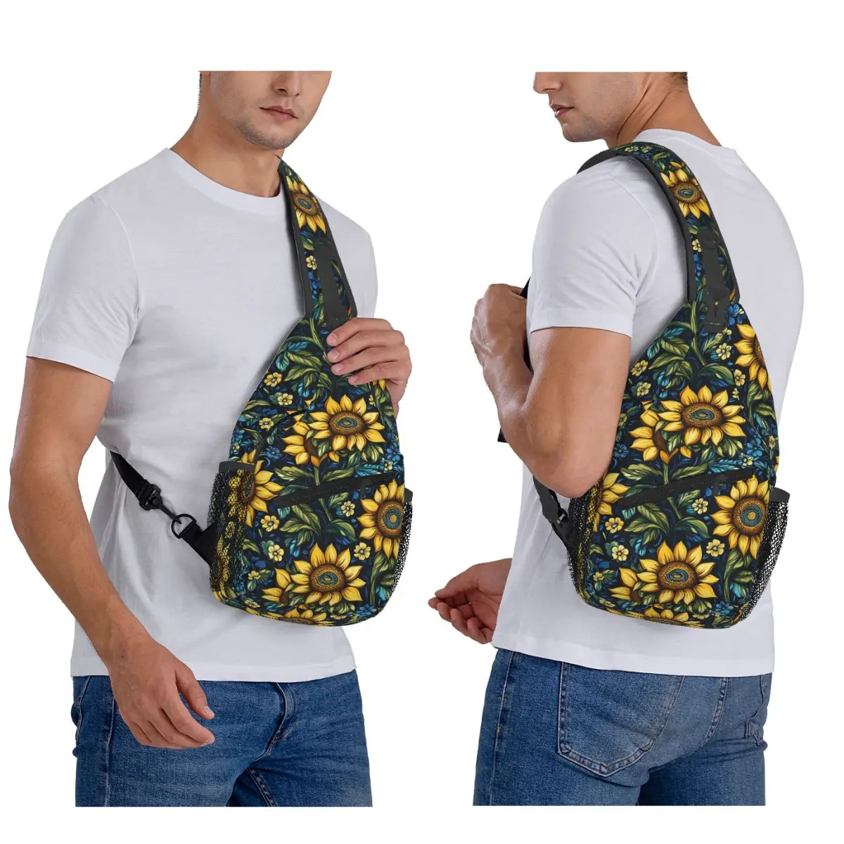 

Sunflower Flower Florals For Birthday Gift Chest Bag Men Sling Crossbody Backpack Chest Bag Travel Hiking Daypack Shoulder Bag