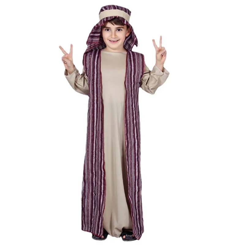 Kids Arab Arabian Costume Middle East Costume Robe Boy Child Prince Clothes Halloween Carnival Cosplay Children Muslim Costumes