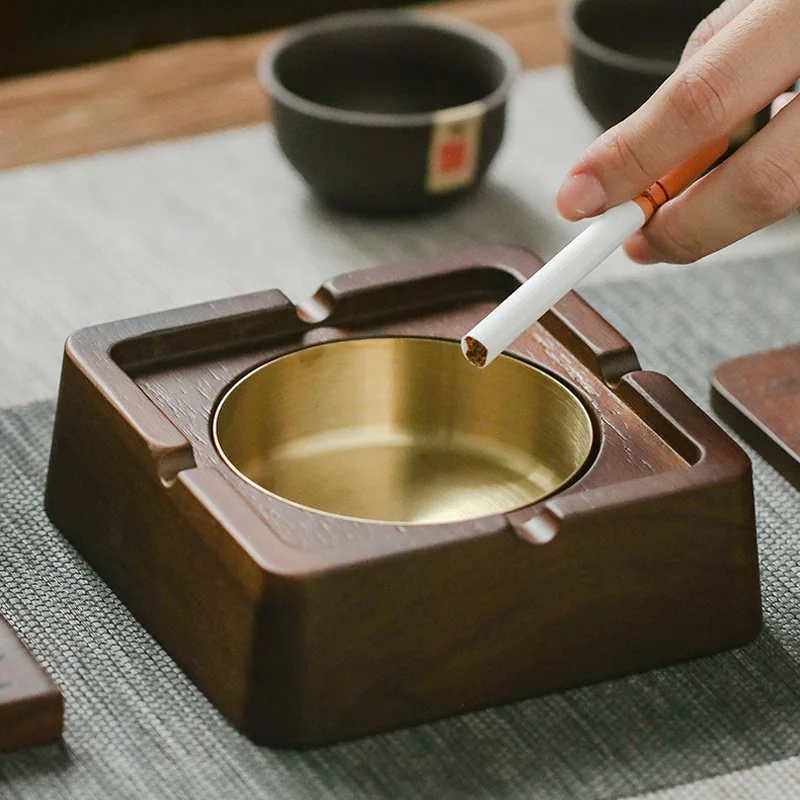 

New Style Solid Wood Ashtray with Lid to Prevent Ash From Flying a Creative Decorative Item a Wooden Ashtray For Home Decoration