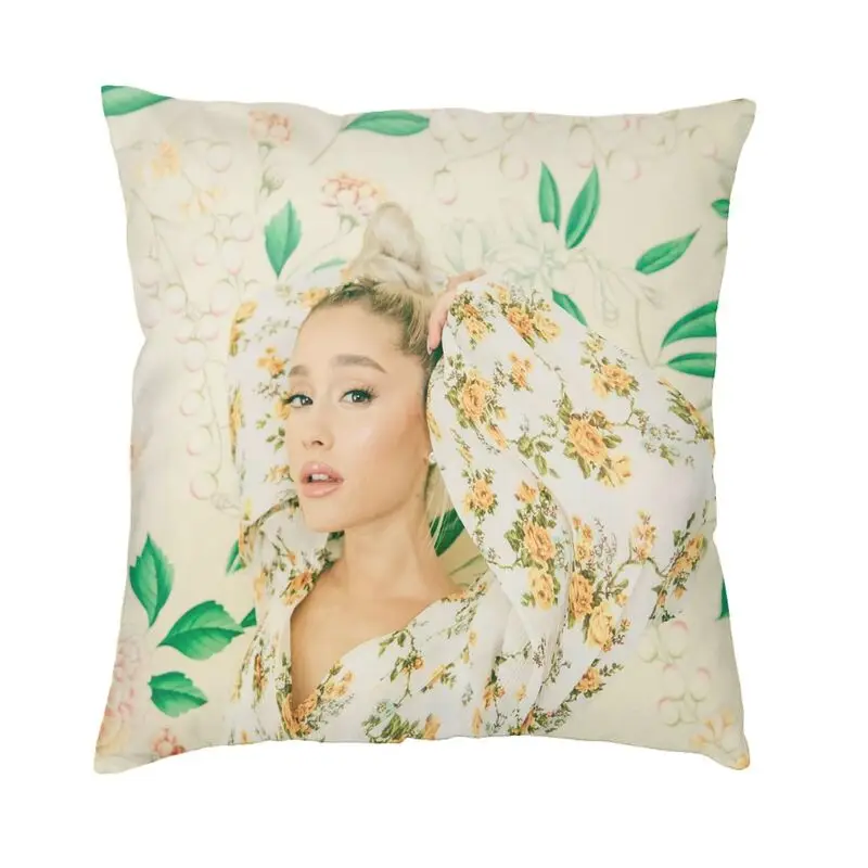 Ariana Grande American Singer Cushion Covers Sofa Living Room Pop Music Flowers Celebrity Square Pillow Case Home Decoration