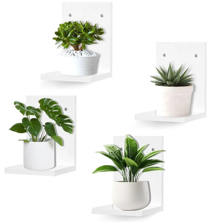 

Small Wall Shelf Modern,Wooden Mini Floating Shelves,Indoor Wall Mounted Plants Shelf L Shaped,Midcentury Display Decorative Hol