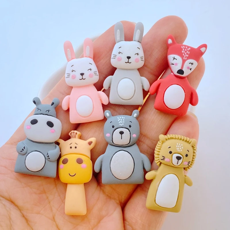 10pcs New Cute 15-30mm Resin Mini Animal Flat Back Cabochon Scrapbook Kawaii DIY Embellishments Accessories