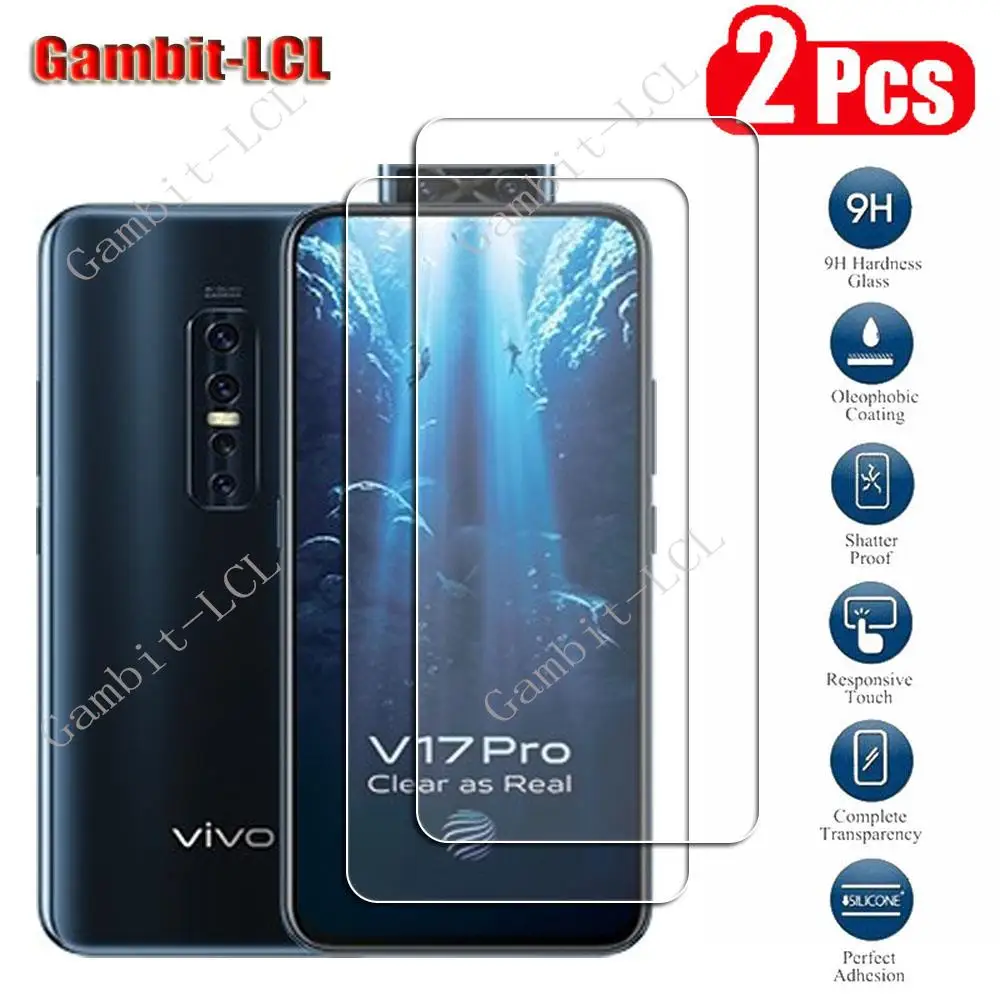 2PCS 9H Schutz Gehärtetem Glas Für Vivo V17 Pro 6.44 "1909, PD1931F_EX, 1910 Vivo1909 Screen Protector Schutz Abdeckung Film
