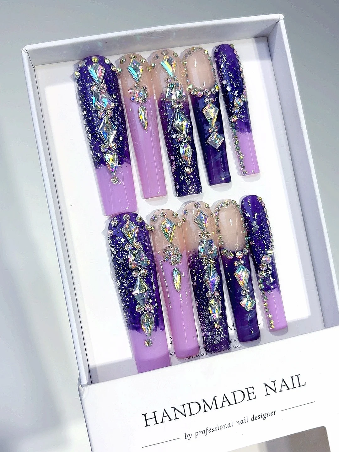 5cm 퍼플 스파클링 라인스톤 라이트 럭셔리 패션 네일아트 (M029)