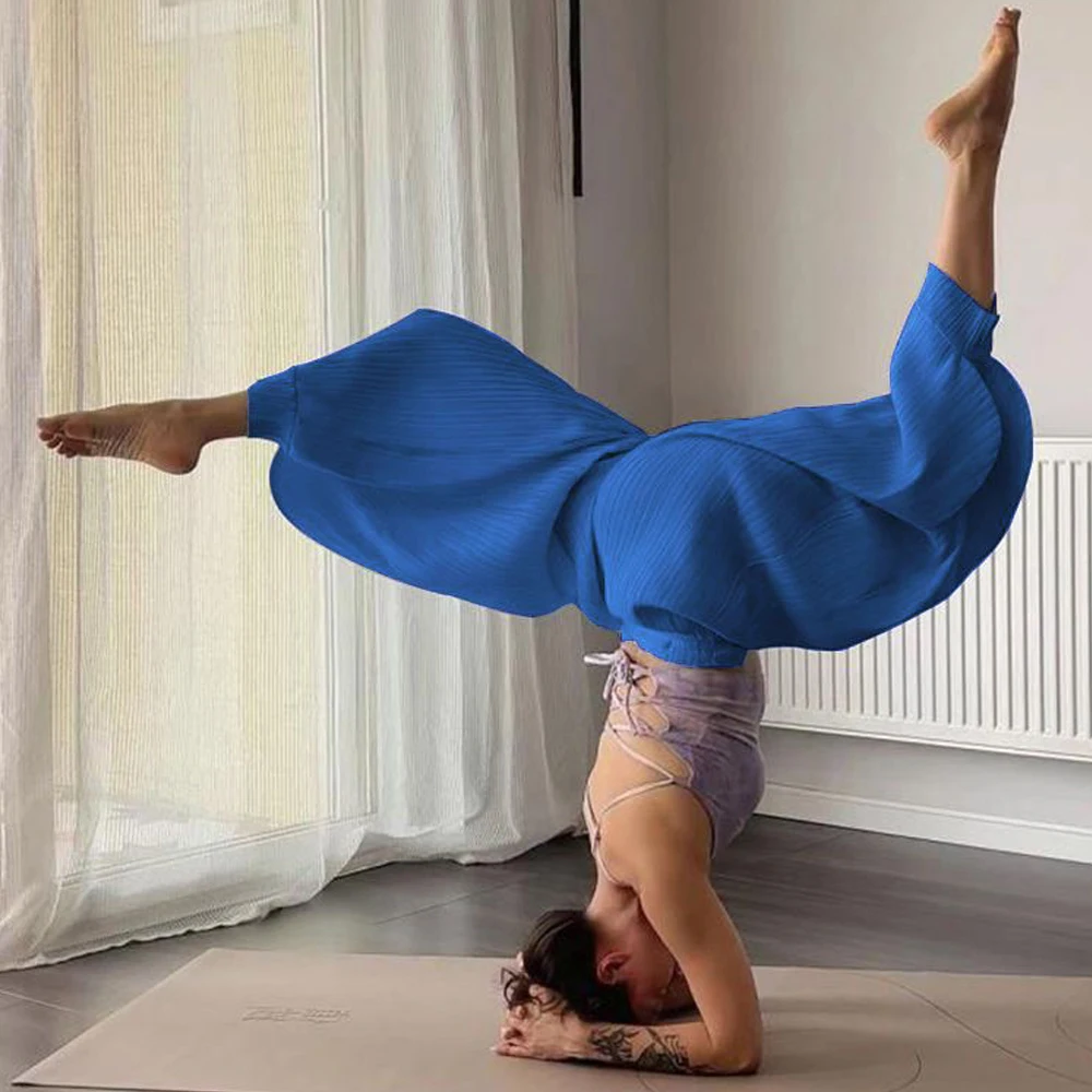 الرقص الحديث طماق فضفاضة تناسب سليم البنطلونات السراويل النساء الملابس التجاعيد السراويل تنفس عالية الخصر رياضة اليوغا السراويل الفتيات