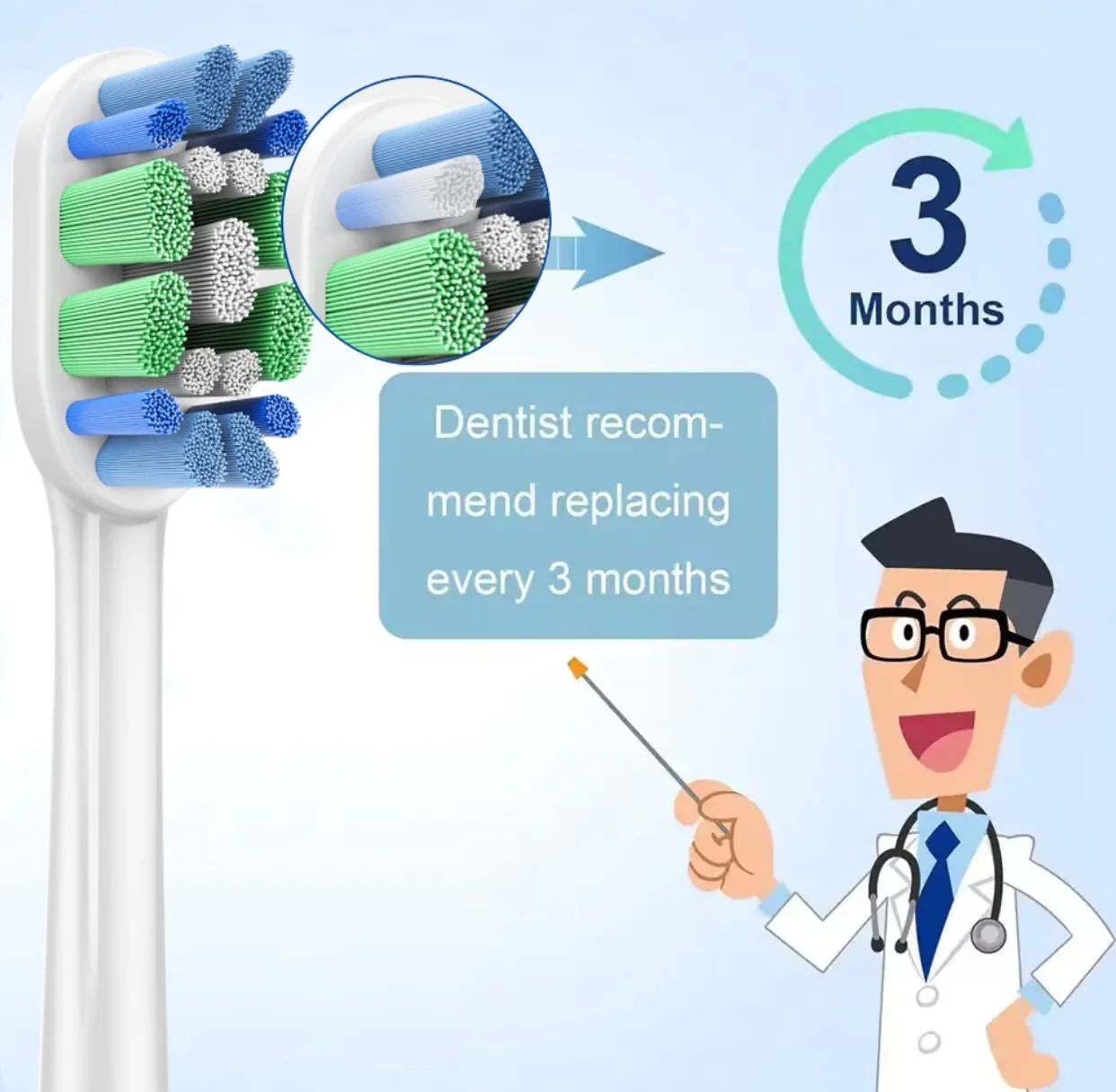 8 نماذج رؤوس فرشاة اختيارية متوافقة مع رأس فرشاة كهربائية فيليبس سونيكير 1100 2100 4100 4300 5100 5300 6100 6500 إلخ #3