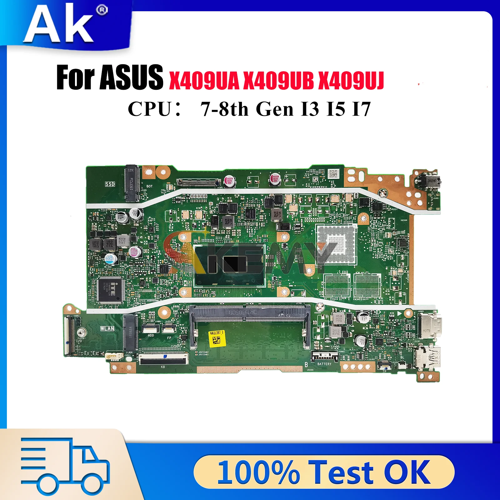 

Материнская плата для ноутбука X409UA ASUS VivoBook X409U A509U A409U F409U X409UB F509U X409UJ X409UA, материнская плата I3 I5 I7, тест процессора ОК