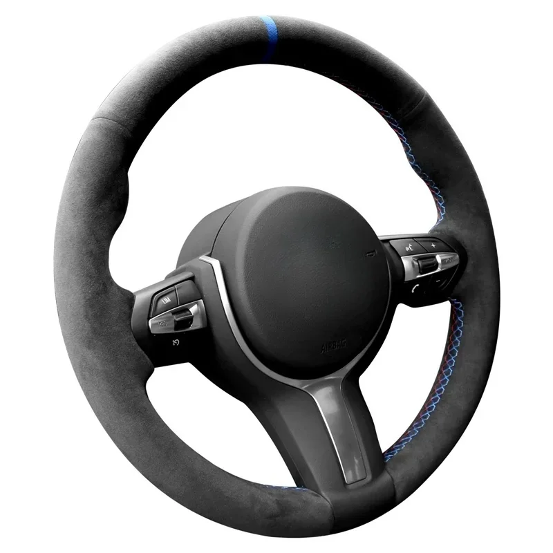 Black Suede Steering Wheel Cover For BMW F30 F31 F34 F10 F11 F07 F12 F13 X3 X4 X5 X6 F16 F20 F21 M135I 140I X1 Car Accessories