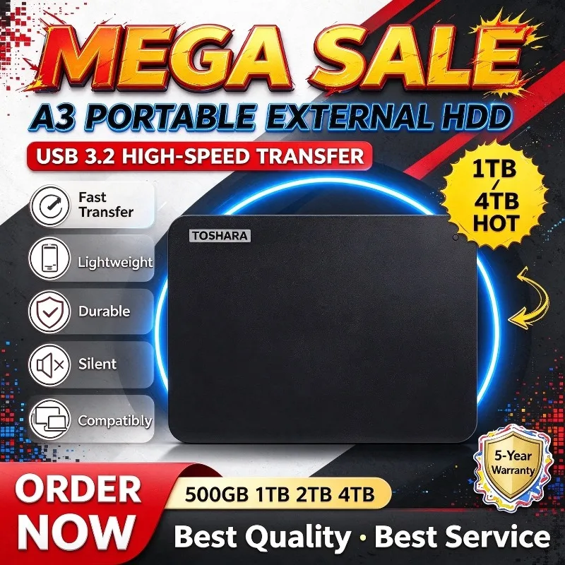 Brand New Portable Hard Drive A3 SSD 500GB 4TB SSD Black External Hard Drive 1TB 2TB USB 3.0 Portable for Gaming Console Office