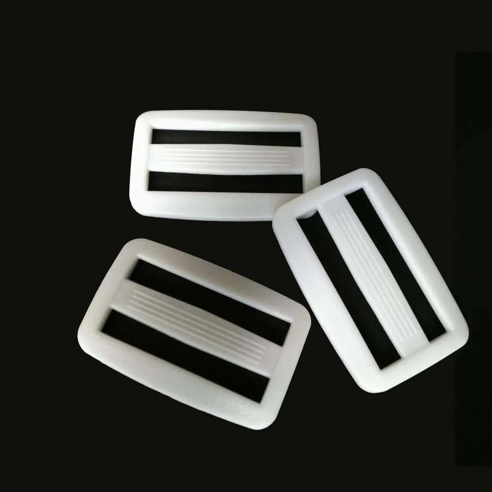 

100pcs Plastic Black/White Curve Slider Tri-Glide Adjust Tri-ring Buckles For Dog Collar Harness Backpack Straps