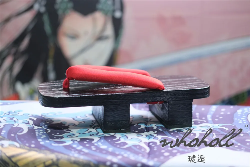 Schwarz Farbe Holz Geta Flip-Flops Mann Frauen Hausschuhe Japanischen Anime Coplay Kostüme Zwei-zähne Dicken Plattform Holz Clogs schuhe – Detail 21