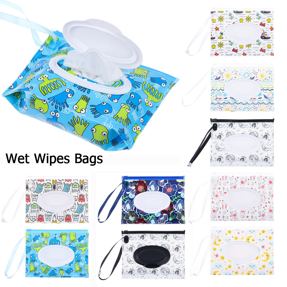 1PC sacchetto di salviettine umidificate con cinturino a scatto EVA Baby Wet Wipes Box contenitore di salviette riutilizzabili portatili custodia