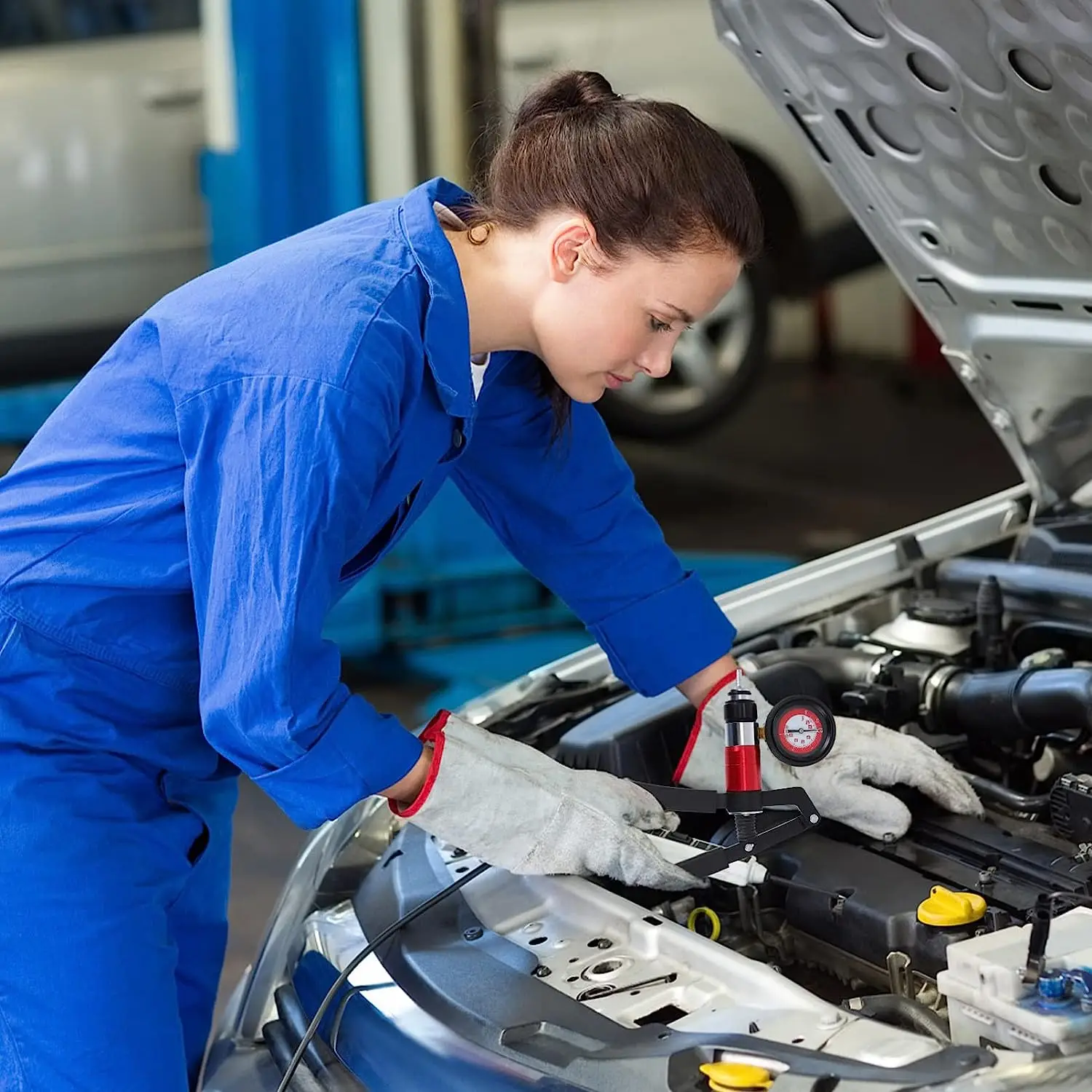 21PCS มือถือสูญญากาศปืนพกปั๊มชุดทดสอบเบรค Bleeder เลือดออกชุดสําหรับรถจักรยานยนต์รถบรรทุก