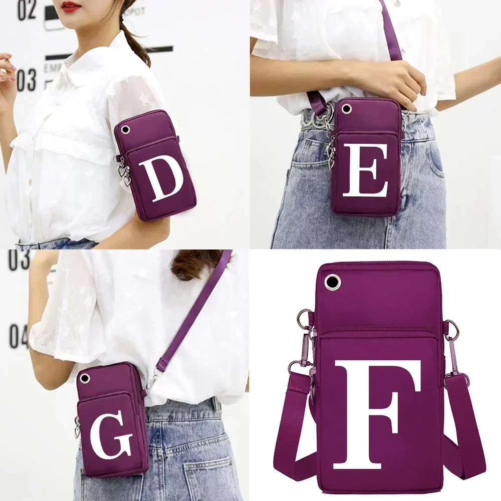 Crossspan Shoulder Bag Arm Bag Phone Bag Wallet Small Crossbody Bag Canvas Sports Bag Adjustable Shoulder Strap Letter Pattern