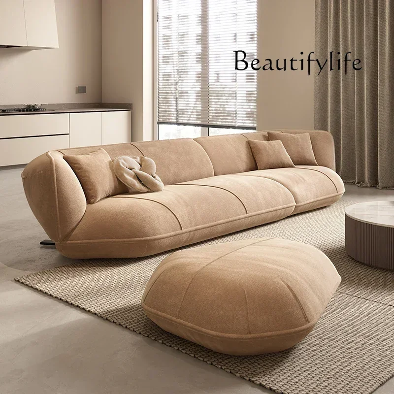 Creative straight row fabric sofa one-character living room light luxury Japanese wabi-sabi