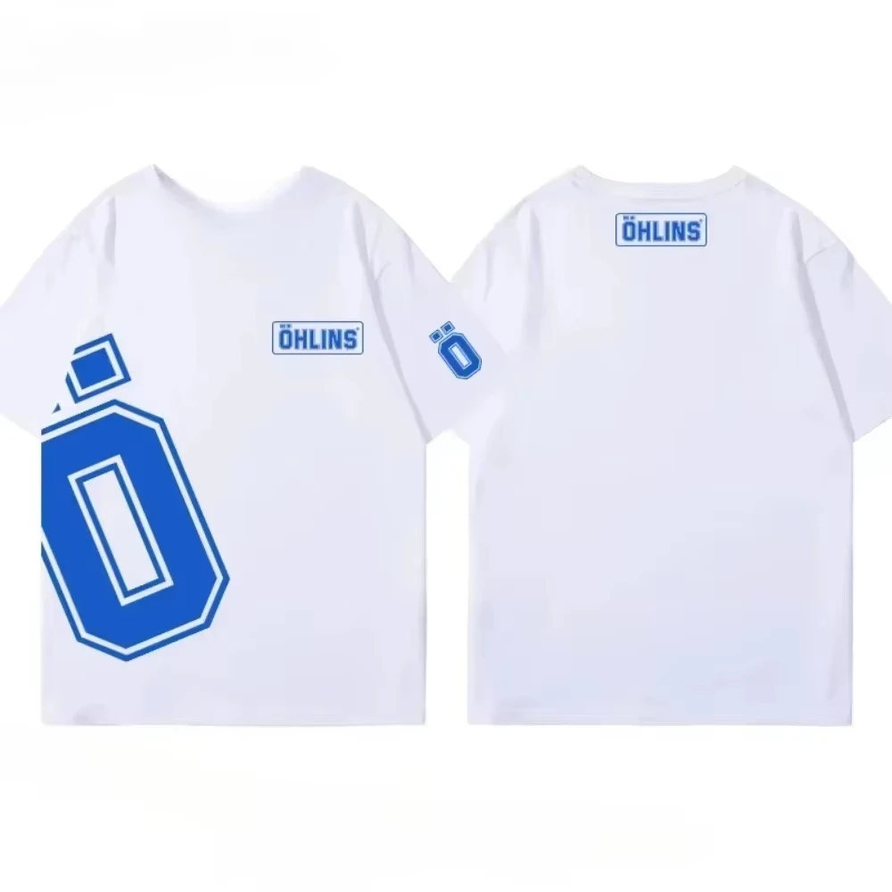 Fashion Cotton OHLINS Motorcycle Shock Absorber Modified T-shirt Clothes Casual Trendy Brand Men's Women Car Club Short Sleeves