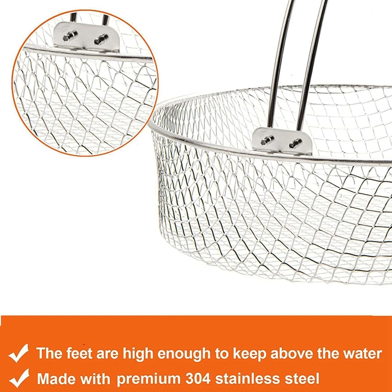 A98G-2X Air Fryer ตะกร้า,ตะกร้านึ่ง,304 ตะกร้าตาข่ายสแตนเลสสําหรับ Air Fryer, air Fryer อุปกรณ์เสริมตะกร้า 8 นิ้ว